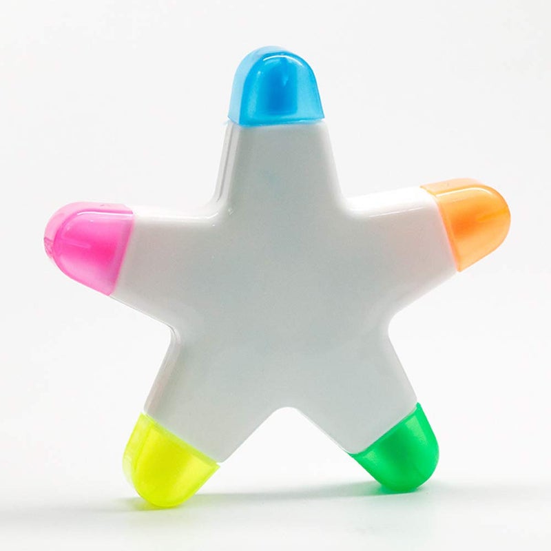 HiKin Brush Tip Highlighters, Creative Star Shape Light Color Fluorescent Pens Markers with 5 Colors, Great for Journal Planner Note Taking and Coloring Book, Non-Toxic & Odorless Watercolor. - Image 1